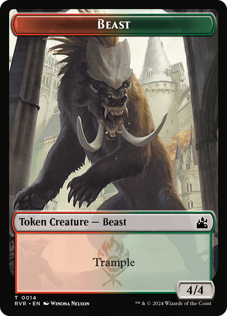 Goblin (0008) // Beast Double-Sided Token [Ravnica Remastered Tokens] | Dumpster Cat Games