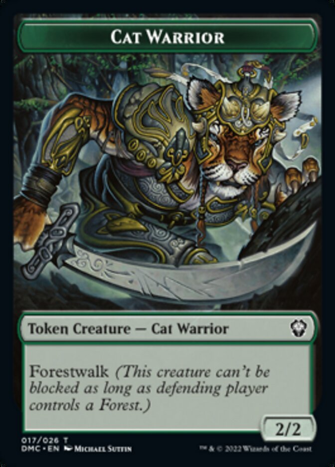 Saproling // Cat Warrior Double-sided Token [Dominaria United Tokens] | Dumpster Cat Games