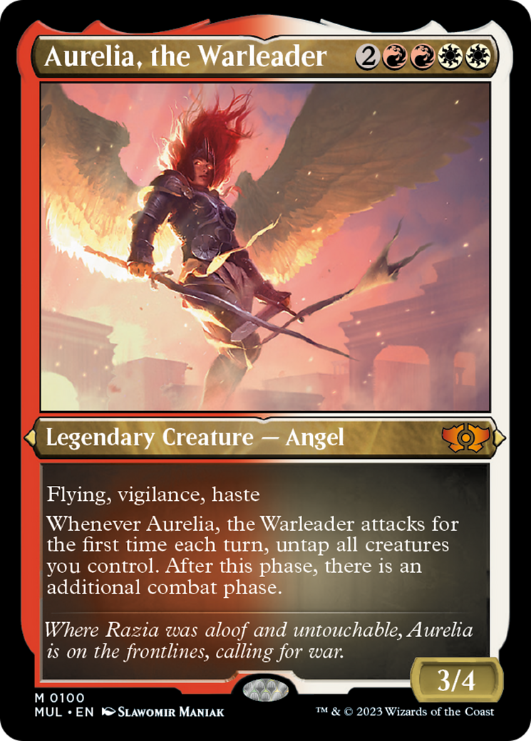 Aurelia, the Warleader (Foil Etched) [Multiverse Legends] | Dumpster Cat Games