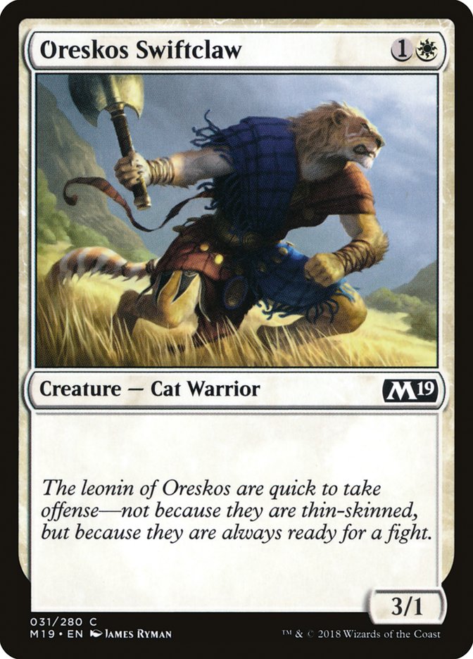 Oreskos Swiftclaw [Core Set 2019] | Dumpster Cat Games