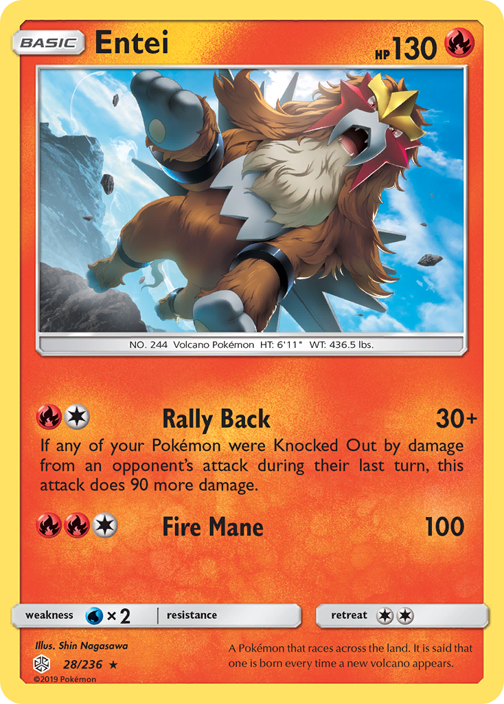Entei (28/236) [Sun & Moon: Cosmic Eclipse] | Dumpster Cat Games