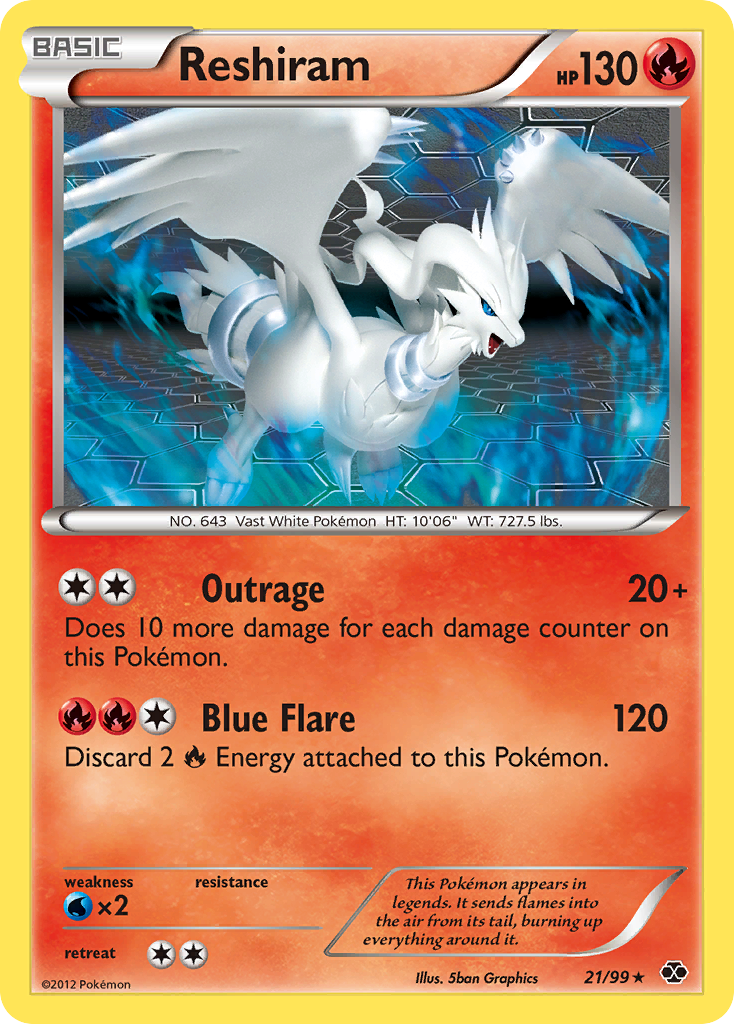 Reshiram (21/99) [Black & White: Next Destinies] | Dumpster Cat Games