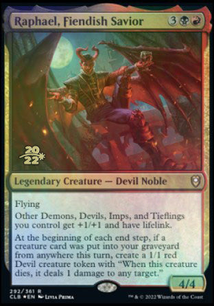 Raphael, Fiendish Savior [Commander Legends: Battle for Baldur's Gate Prerelease Promos] | Dumpster Cat Games