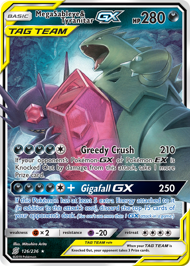 Mega Sableye & Tyranitar GX (126/236) [Sun & Moon: Unified Minds] | Dumpster Cat Games