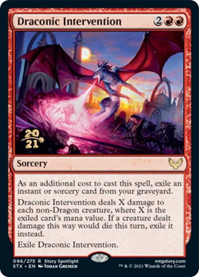 Draconic Intervention [Strixhaven: School of Mages Prerelease Promos] | Dumpster Cat Games