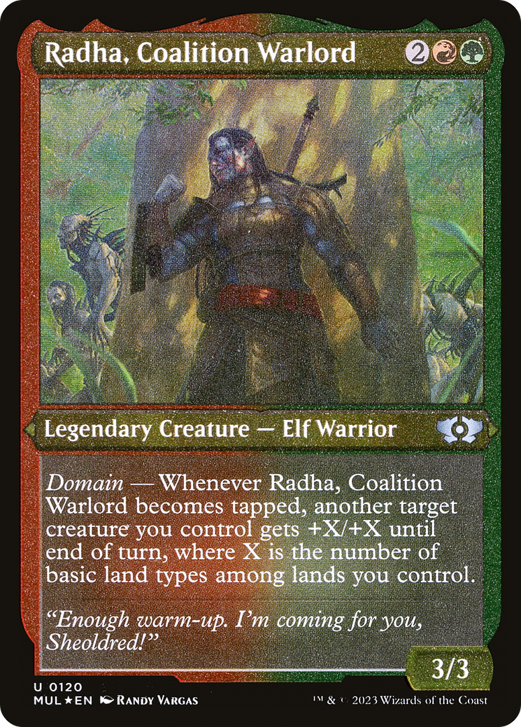 Radha, Coalition Warlord (Foil Etched) [Multiverse Legends] | Dumpster Cat Games