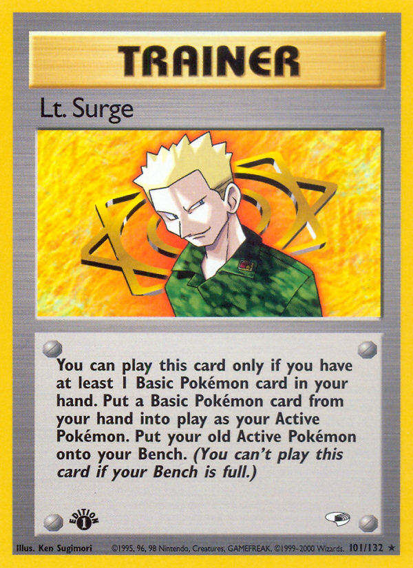 Lt. Surge (101/132) [Gym Heroes 1st Edition] | Dumpster Cat Games