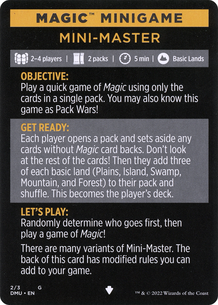 Mini-Master (Magic Minigame) [Commander Legends: Battle for Baldur's Gate Minigame] | Dumpster Cat Games