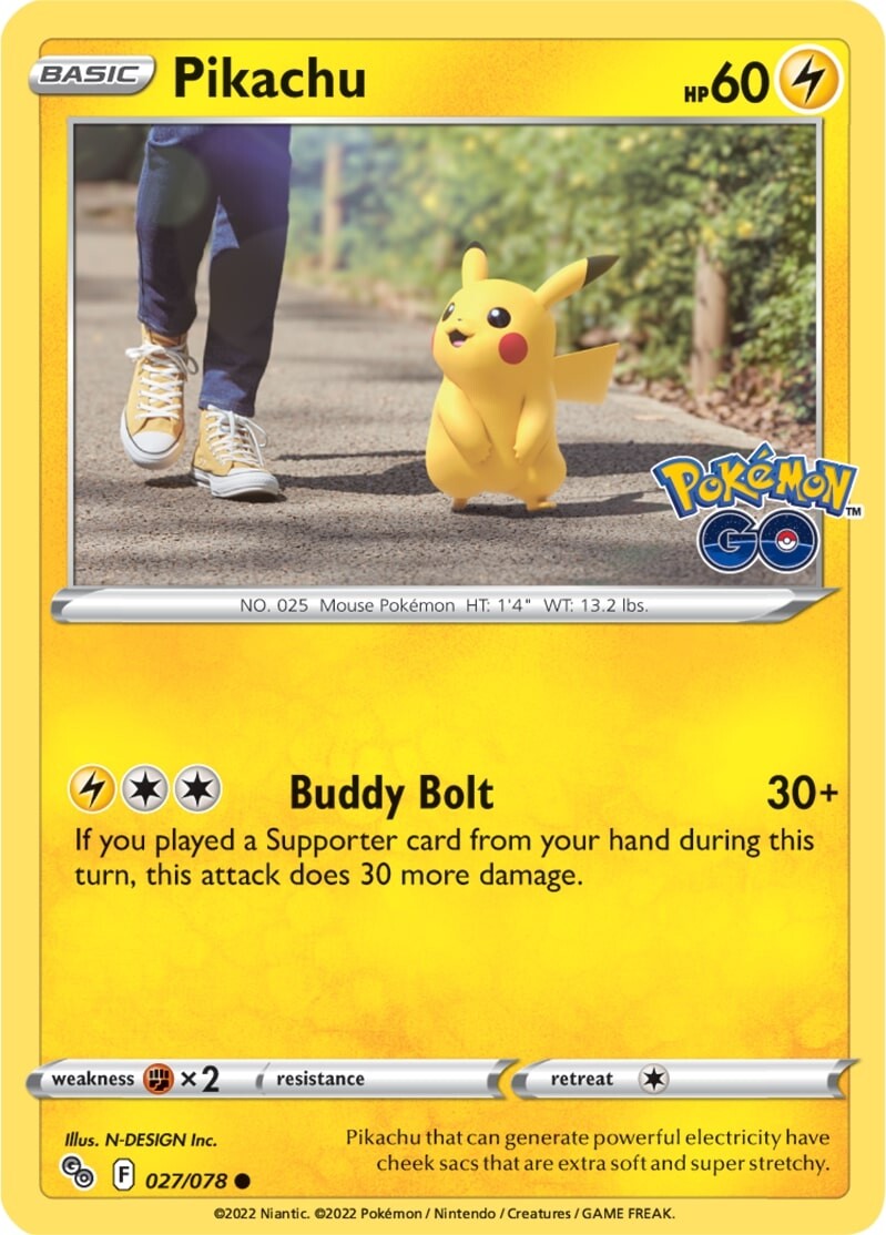 Pikachu (027/078) [Pokémon GO] | Dumpster Cat Games