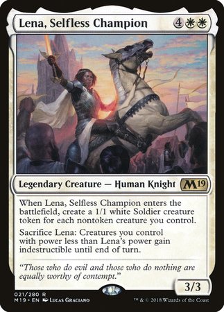 Lena, Selfless Champion [Core Set 2019] | Dumpster Cat Games