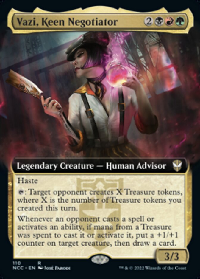 Vazi, Keen Negotiator (Extended Art) [Streets of New Capenna Commander] | Dumpster Cat Games