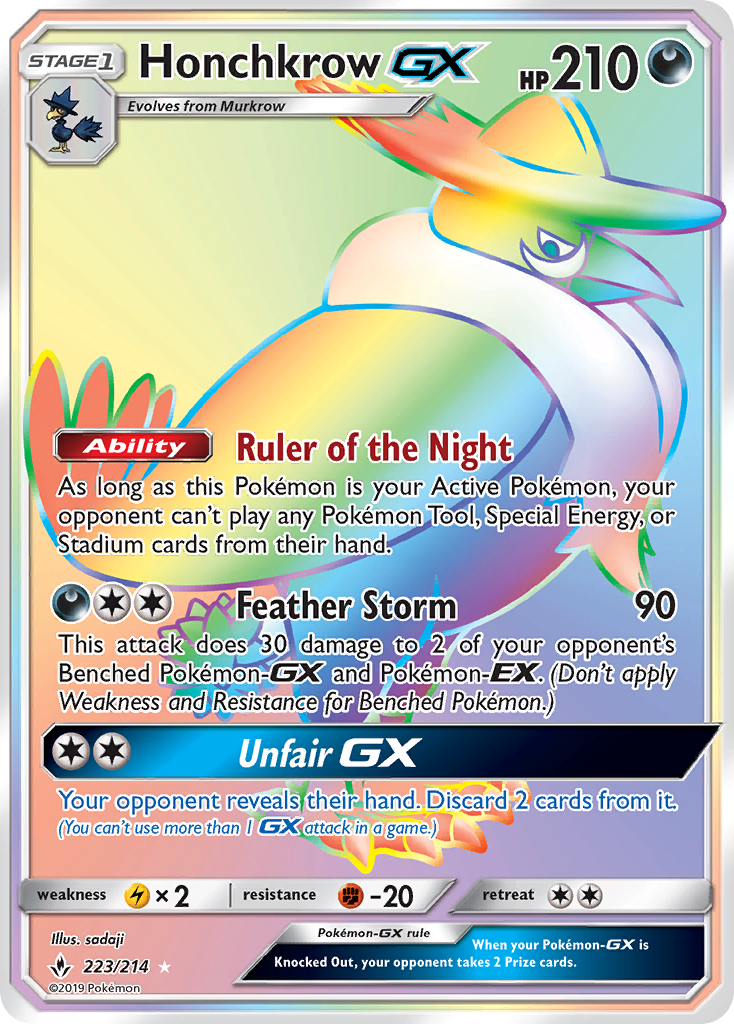 Honchkrow GX (223/214) [Sun & Moon: Unbroken Bonds] | Dumpster Cat Games