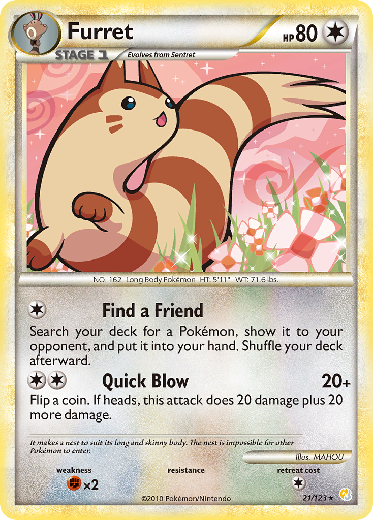 Furret (21/123) [HeartGold & SoulSilver: Base Set] | Dumpster Cat Games