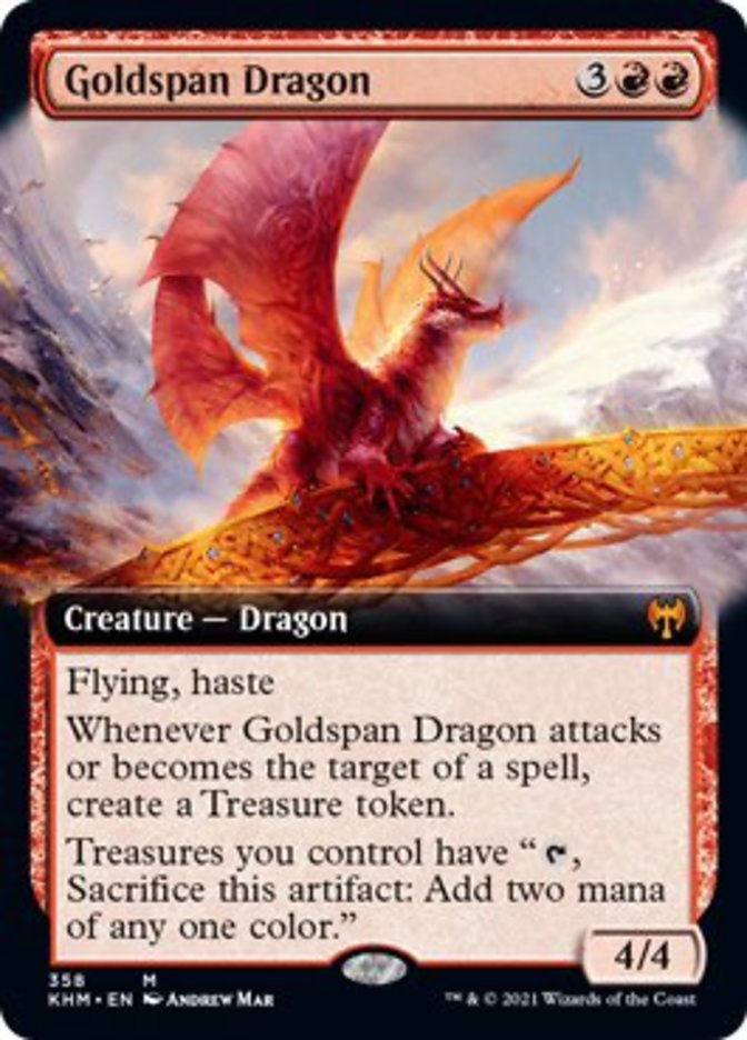 Goldspan Dragon (Extended Art) [Kaldheim] | Dumpster Cat Games