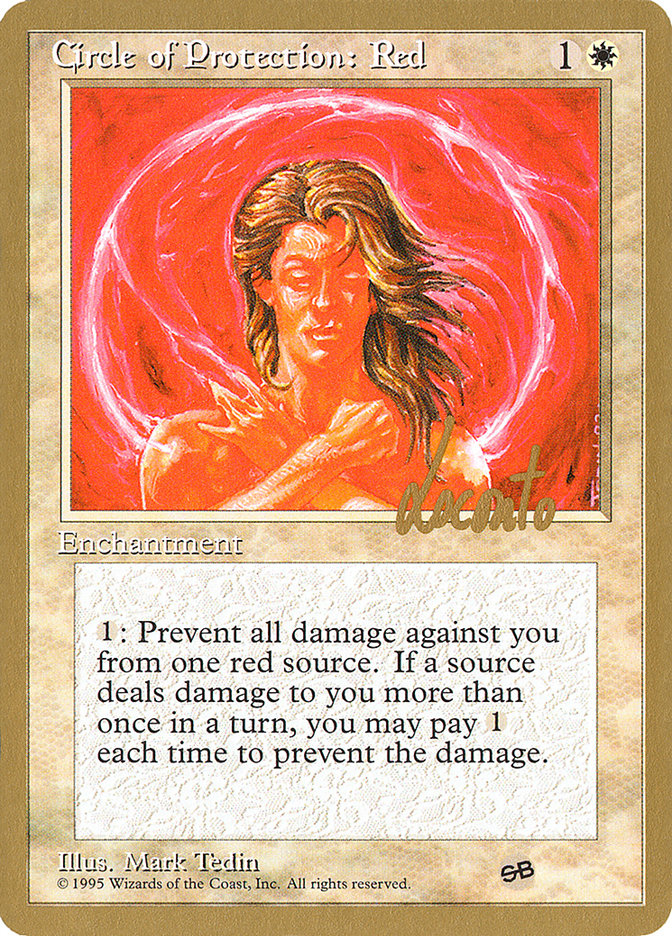Circle of Protection: Red (Michael Loconto) (SB) (4ED) [Pro Tour Collector Set] | Dumpster Cat Games