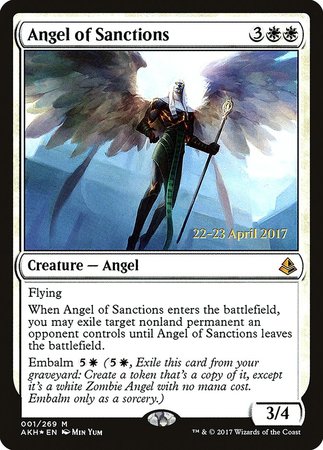 Angel of Sanctions [Amonkhet Promos] | Dumpster Cat Games
