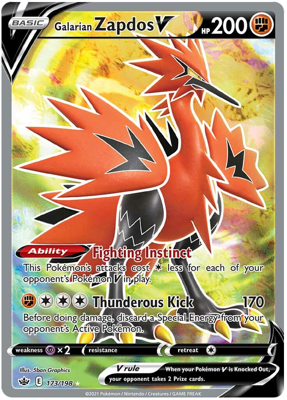 Galarian Zapdos V (173/198) [Sword & Shield: Chilling Reign] | Dumpster Cat Games