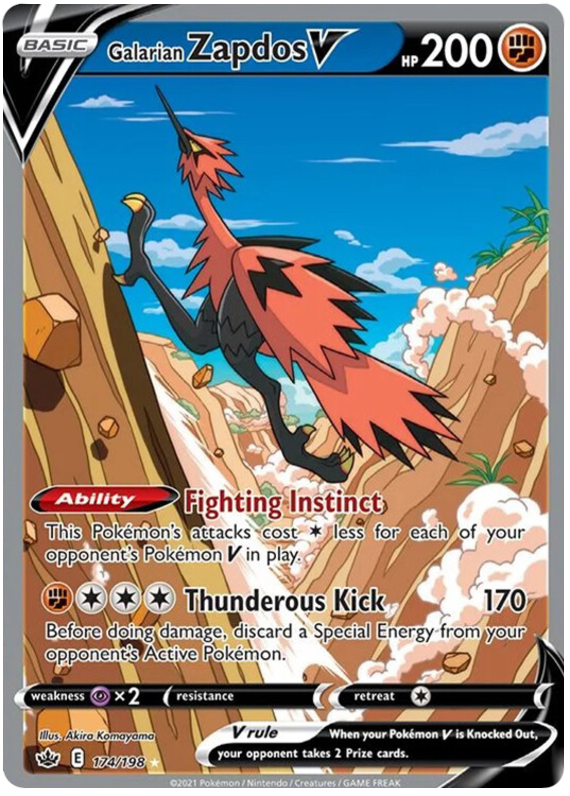 Galarian Zapdos V (174/198) [Sword & Shield: Chilling Reign] | Dumpster Cat Games