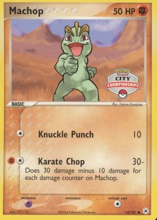 Machop (64/101) (City Championship Promo) [EX: Hidden Legends] | Dumpster Cat Games