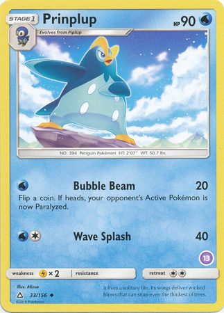 Prinplup (33/156) (Deck Exclusive #13) [Sun & Moon: Trainer Kit - Alolan Sandslash] | Dumpster Cat Games
