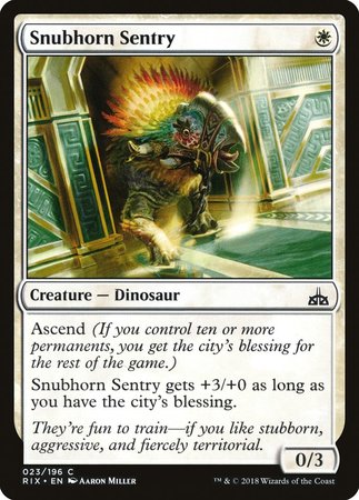 Snubhorn Sentry [Rivals of Ixalan] | Dumpster Cat Games
