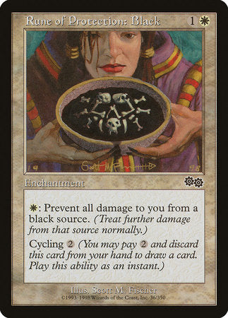 Rune of Protection: Black [Urza's Saga] | Dumpster Cat Games