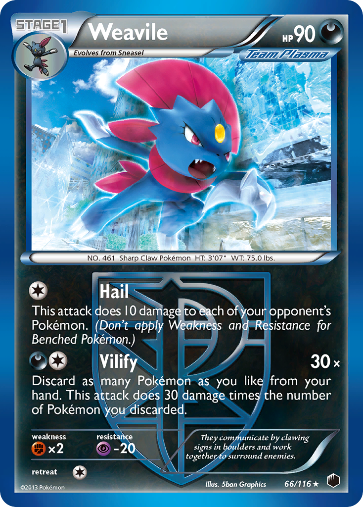 Weavile (66/116) [Black & White: Plasma Freeze] | Dumpster Cat Games