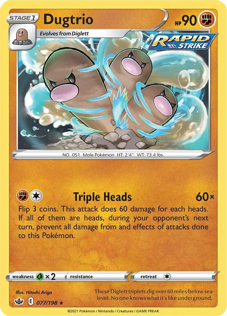 Dugtrio (077/198) [Sword & Shield: Chilling Reign] | Dumpster Cat Games