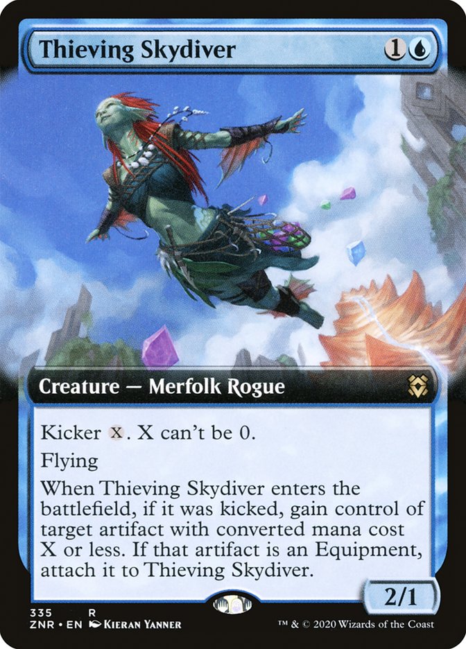 Thieving Skydiver (Extended Art) [Zendikar Rising] | Dumpster Cat Games
