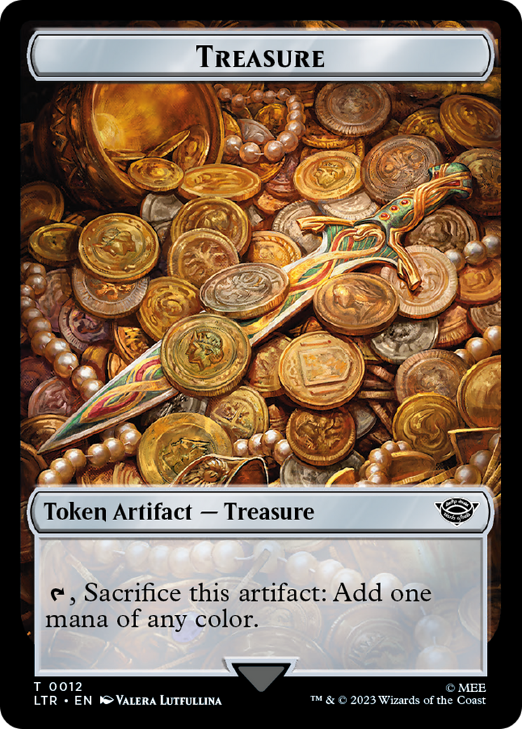 Treasure // Wraith Double-Sided Token [The Lord of the Rings: Tales of Middle-Earth Commander Tokens] | Dumpster Cat Games