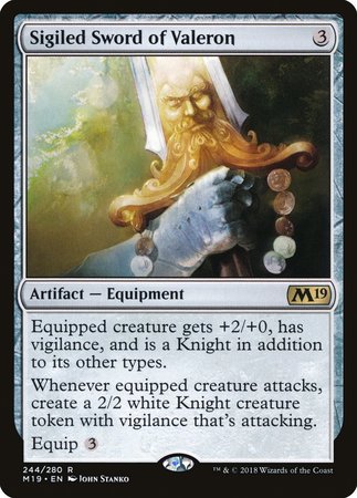 Sigiled Sword of Valeron [Core Set 2019] | Dumpster Cat Games