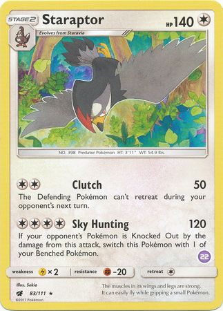 Staraptor (83/111) (Deck Exclusive #22) [Sun & Moon: Trainer Kit - Alolan Sandslash] | Dumpster Cat Games