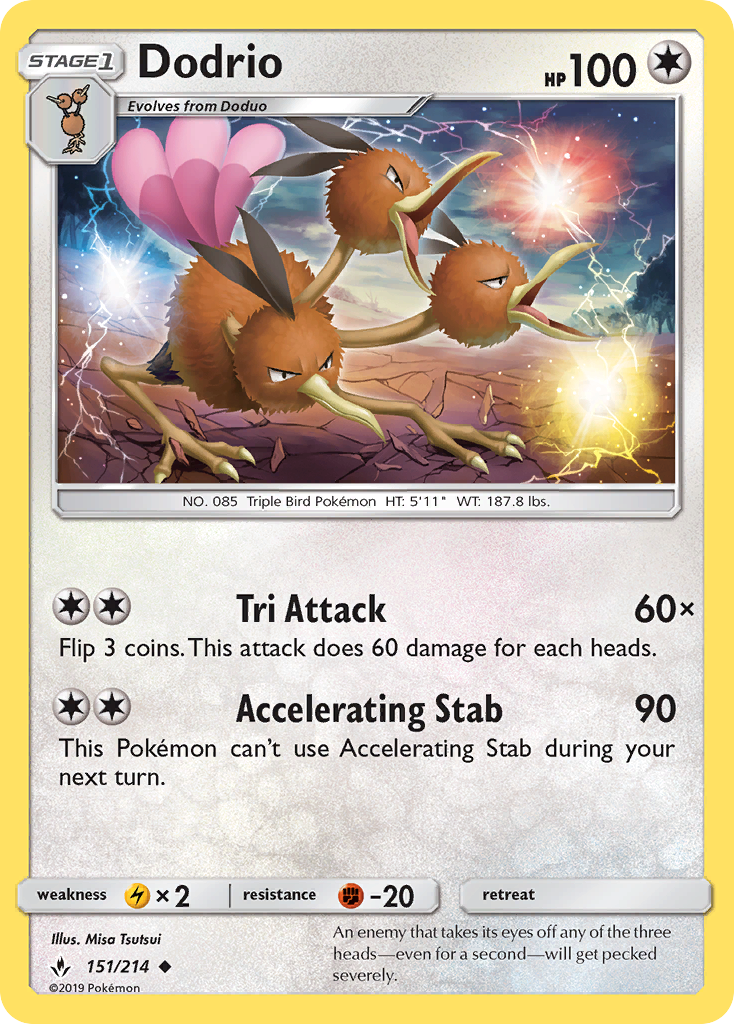 Dodrio (151/214) [Sun & Moon: Unbroken Bonds] | Dumpster Cat Games
