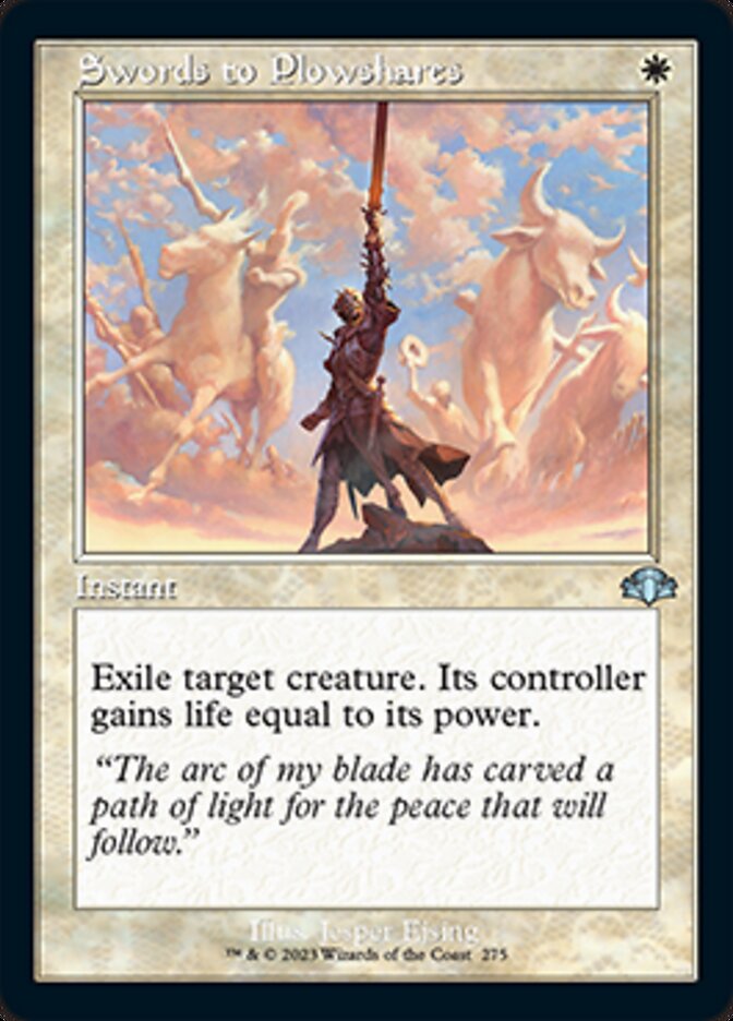 Swords to Plowshares (Retro) [Dominaria Remastered] | Dumpster Cat Games