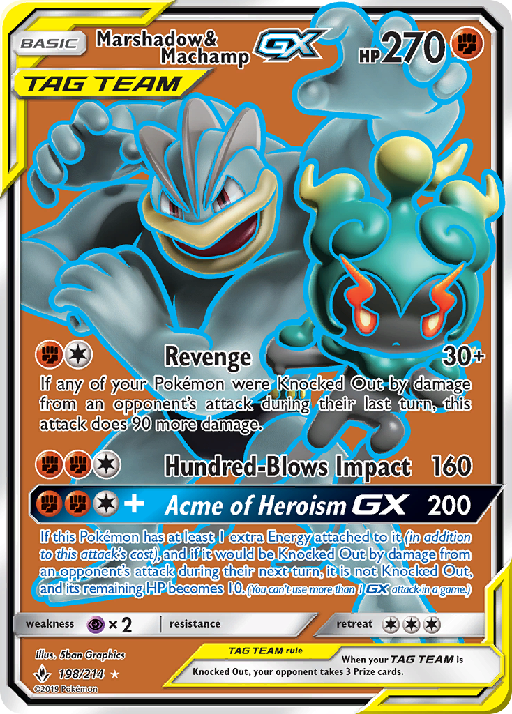 Marshadow & Machamp GX (198/214) [Sun & Moon: Unbroken Bonds] | Dumpster Cat Games