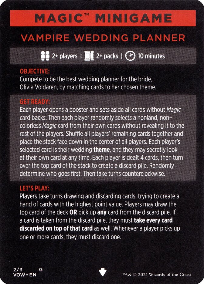 Vampire Wedding Planner (Magic Minigame) [Innistrad: Crimson Vow Minigame] | Dumpster Cat Games