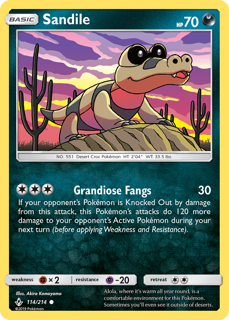 Sandile (114/214) [Sun & Moon: Unbroken Bonds] | Dumpster Cat Games