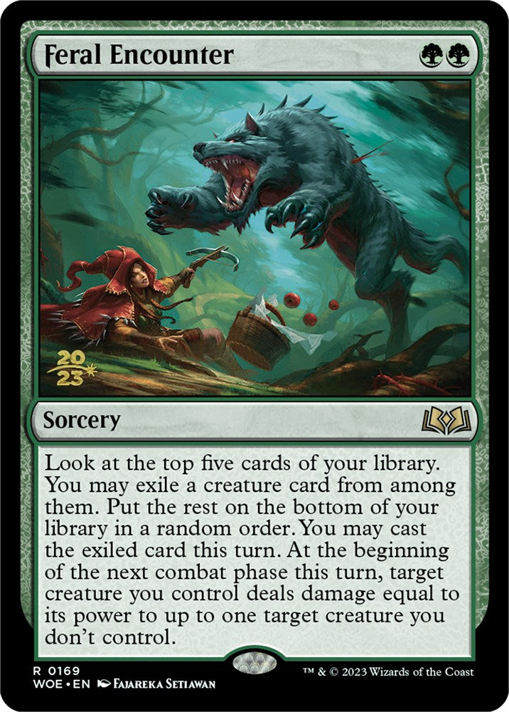 Feral Encounter [Wilds of Eldraine Prerelease Promos] | Dumpster Cat Games