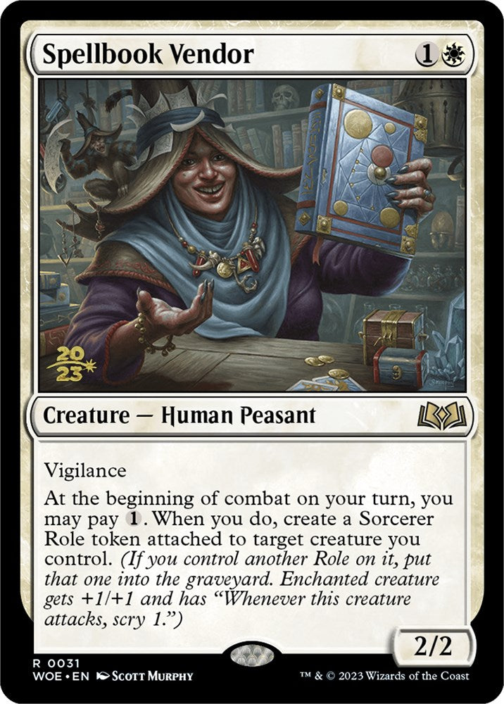 Spellbook Vendor [Wilds of Eldraine Prerelease Promos] | Dumpster Cat Games
