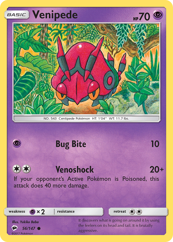 Venipede (56/147) [Sun & Moon: Burning Shadows] | Dumpster Cat Games