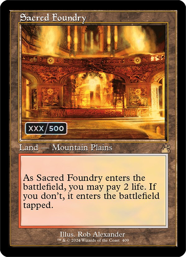 Sacred Foundry (Retro) (Serialized) [Ravnica Remastered] | Dumpster Cat Games