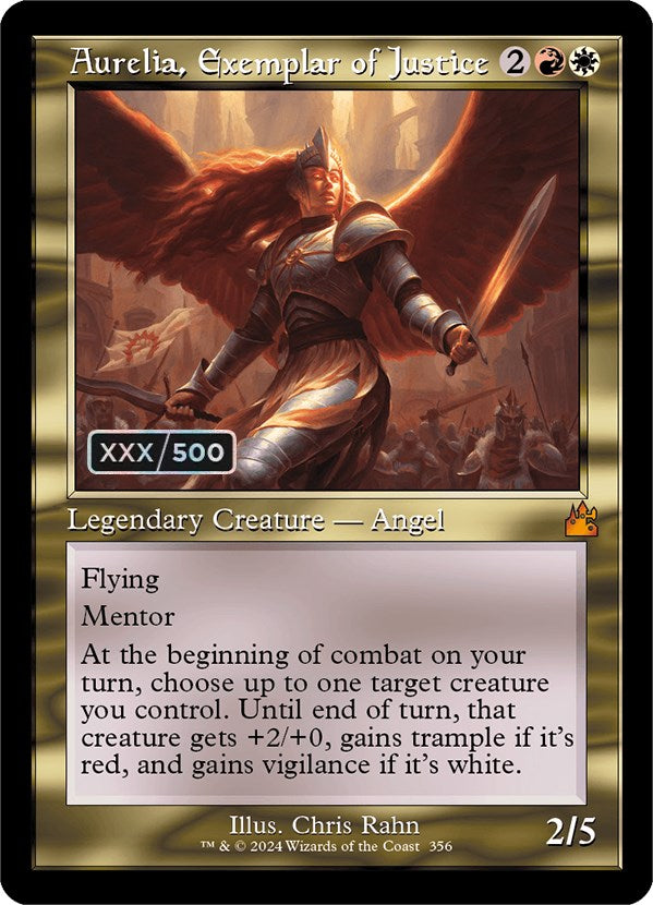 Aurelia, Exemplar of Justice (Retro) (Serialized) [Ravnica Remastered] | Dumpster Cat Games