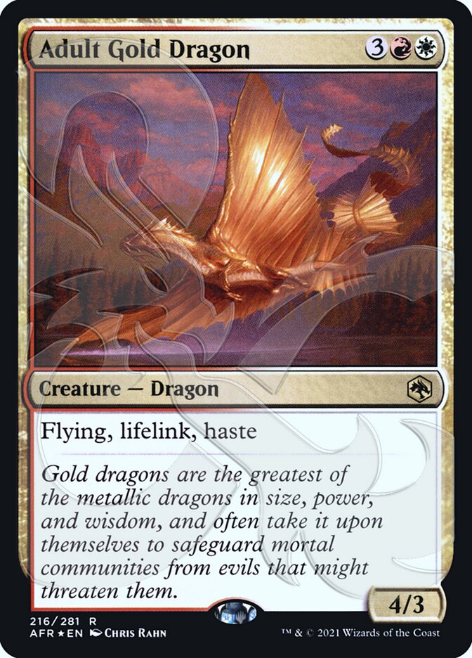 Adult Gold Dragon (Ampersand Promo) [Dungeons & Dragons: Adventures in the Forgotten Realms Promos] | Dumpster Cat Games