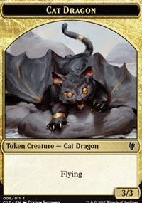 Cat Dragon (009) // Dragon (006) Double-sided Token [Commander 2017 Tokens] | Dumpster Cat Games