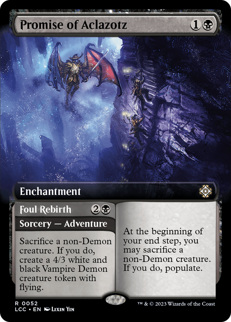 Promise of Aclazotz // Foul Rebirth (Extended Art) [The Lost Caverns of Ixalan Commander] | Dumpster Cat Games