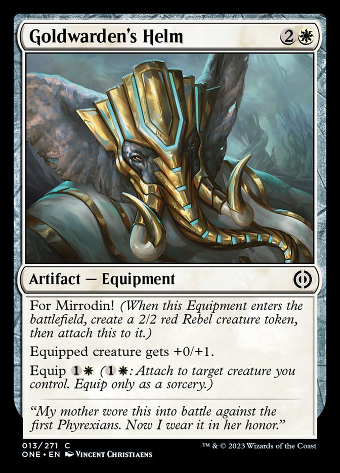 Goldwarden's Helm [Phyrexia: All Will Be One] | Dumpster Cat Games