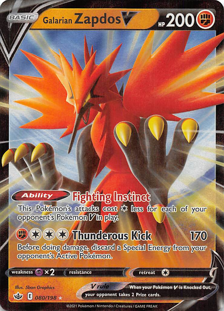 Galarian Zapdos V (080/198) [Sword & Shield: Chilling Reign] | Dumpster Cat Games