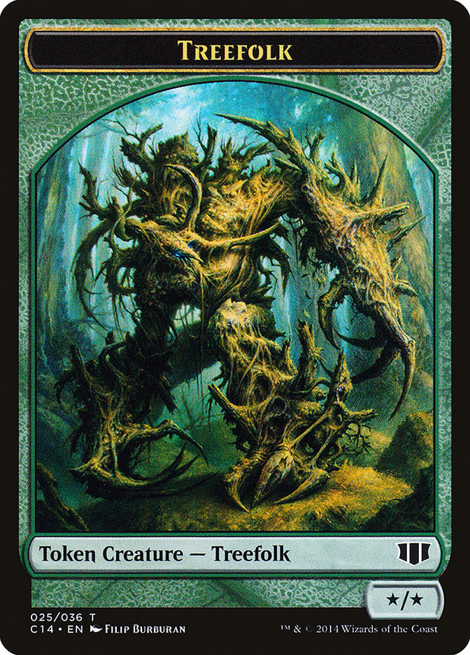 Treefolk // Wolf Double-sided Token [Commander 2014 Tokens] | Dumpster Cat Games