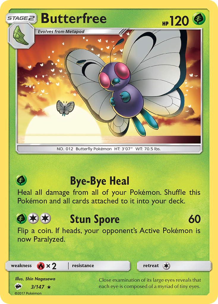 Butterfree (3/147) [Sun & Moon: Burning Shadows] | Dumpster Cat Games