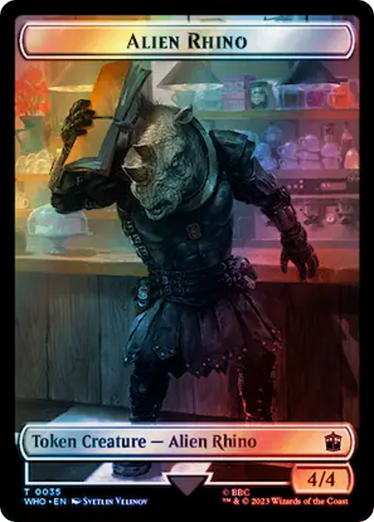 Alien Rhino // Treasure (0061) Double-Sided Token (Surge Foil) [Doctor Who Tokens] | Dumpster Cat Games